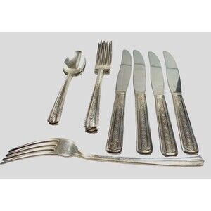 Vintage Set of 11 Pieces Wallace Brothers Roseanne Silver Plate AA Flatware